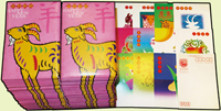 2002年羊年賀年2.5元郵資片12片乙套,共68套,總面值計NT$2040元,全新未使用,均附原封套
