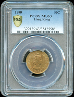 香港1980年伊利沙伯二世圖一毫銅幣,稀年,PCGS MS63 金盾(Page 38)