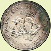 澳洲(AUSTRALIA)1994年笑鴗鳥2盎司銀幣,清洗多磨,右側微氧化變黑,F(Page 41)