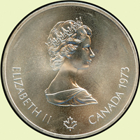 加拿大(CANADA)1973年蒙特婁(1976年)夏季奧林匹克運動會紀念銀幣6枚,包括:(1)10 Dollars蒙特婁天際線圖,重48.6g,Krause KM#87;(2)10 Dollars世界地圖二枚,均重48.6g,Krause KM#86.1;(3)5 Dollars帆船圖,重24.1g,Krause KM#84;(4)5 Dollars美國地圖二枚,均重24.1g,Krause KM#85;以上均UNC(Page 43)