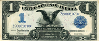 美國(AMERICA)1899年國會大廈之鷹1美元(19*8cm)銀元券,單Z字軌,中折,80新(Page 90)
