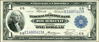 美國(AMERICA)1914年華盛頓像1元(19*8cm)大型法定貨幣,EA字軌,87新(Page 90)