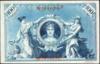 德國(GERMANY)1908年100馬克,右上角原紙折痕,90新
